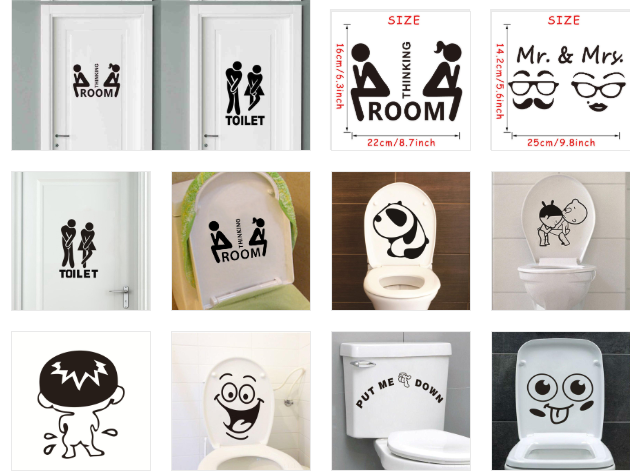Funny Bathroom Door Decals