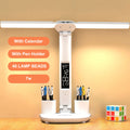LED Desk Lamp,Multifunction Table Lamp With Calendar USB Touch Night Light With Pen Holder For Bedroom Reading Lamp