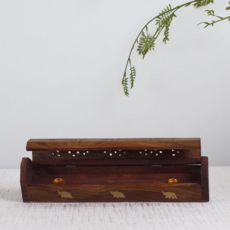 Ebony Wood Incense Storage and Burner Box